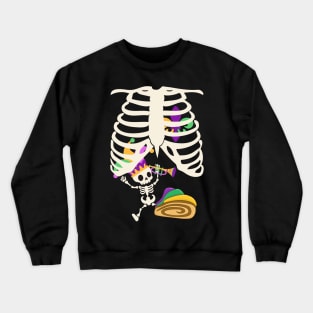 Mardi Gras Pregnancy Announcement Skeleton Baby in X-ray Rib Cage Crewneck Sweatshirt